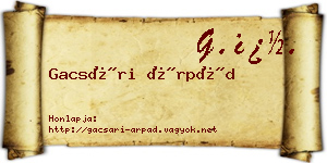 Gacsári Árpád névjegykártya